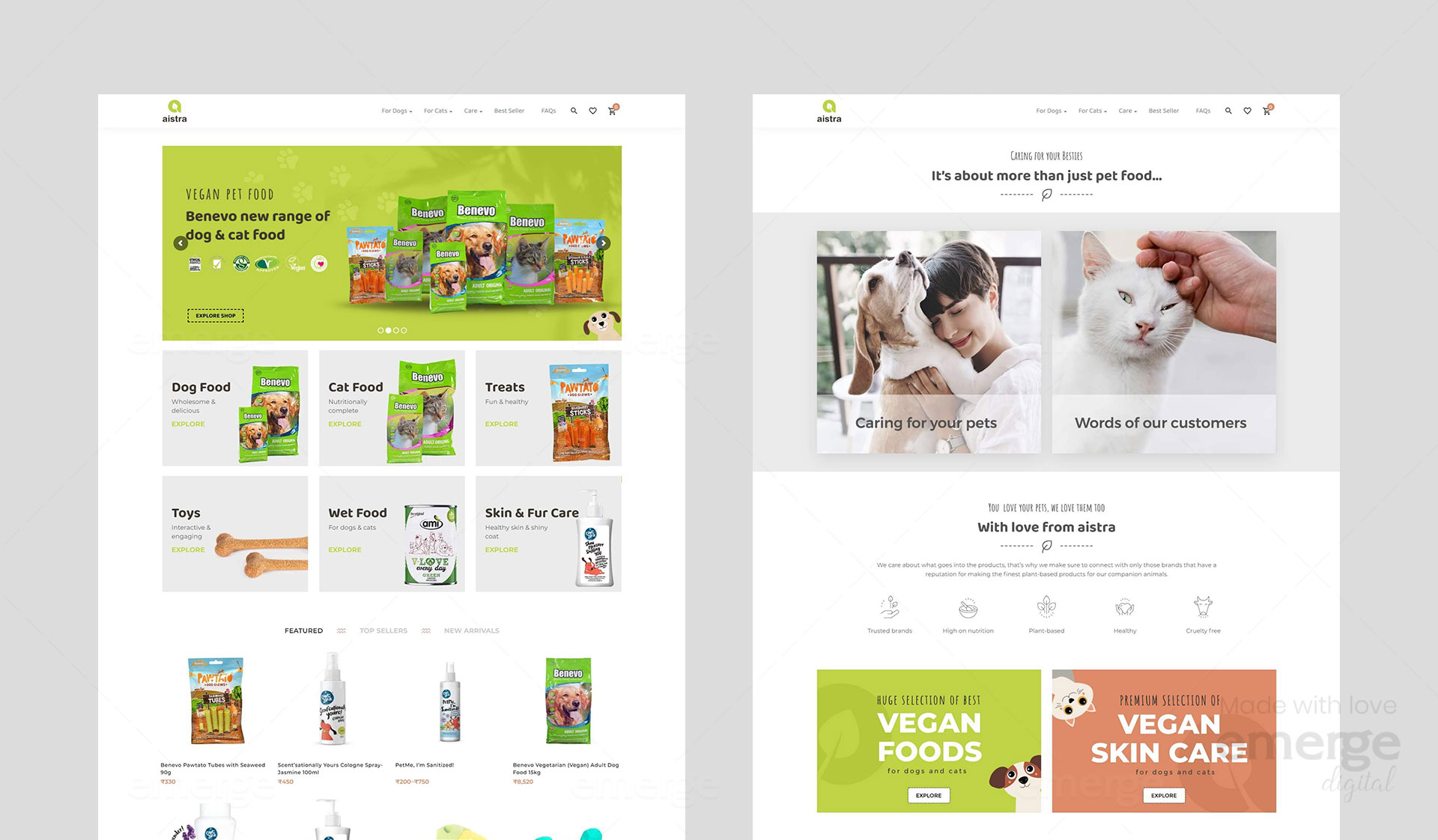 Pet food ecommerce website