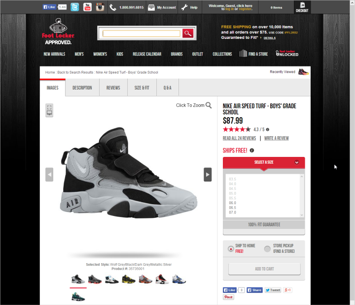 A Foot Locker product page