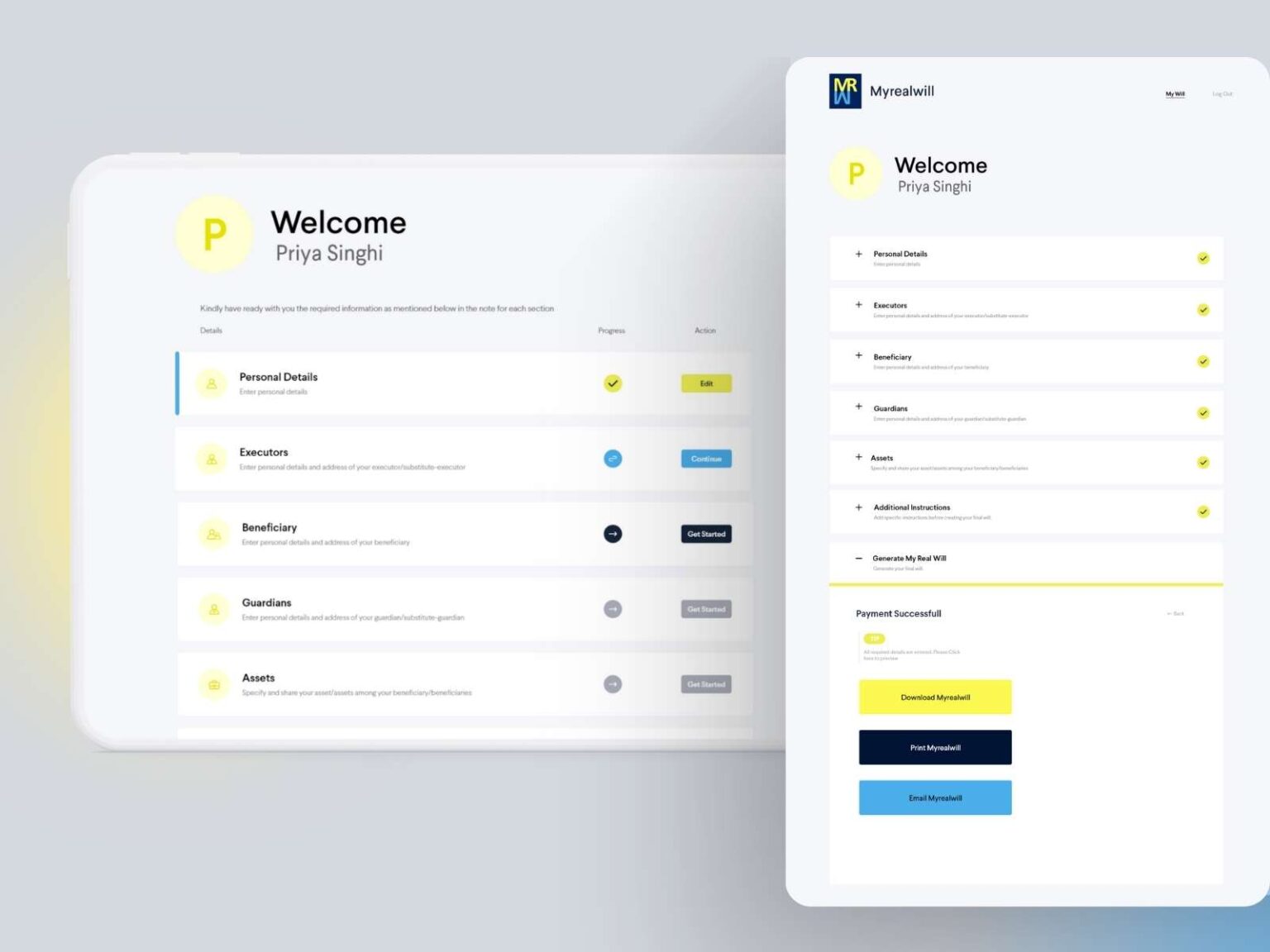 UI/UX Design for Realwill - A Streamlined Will Creation Application