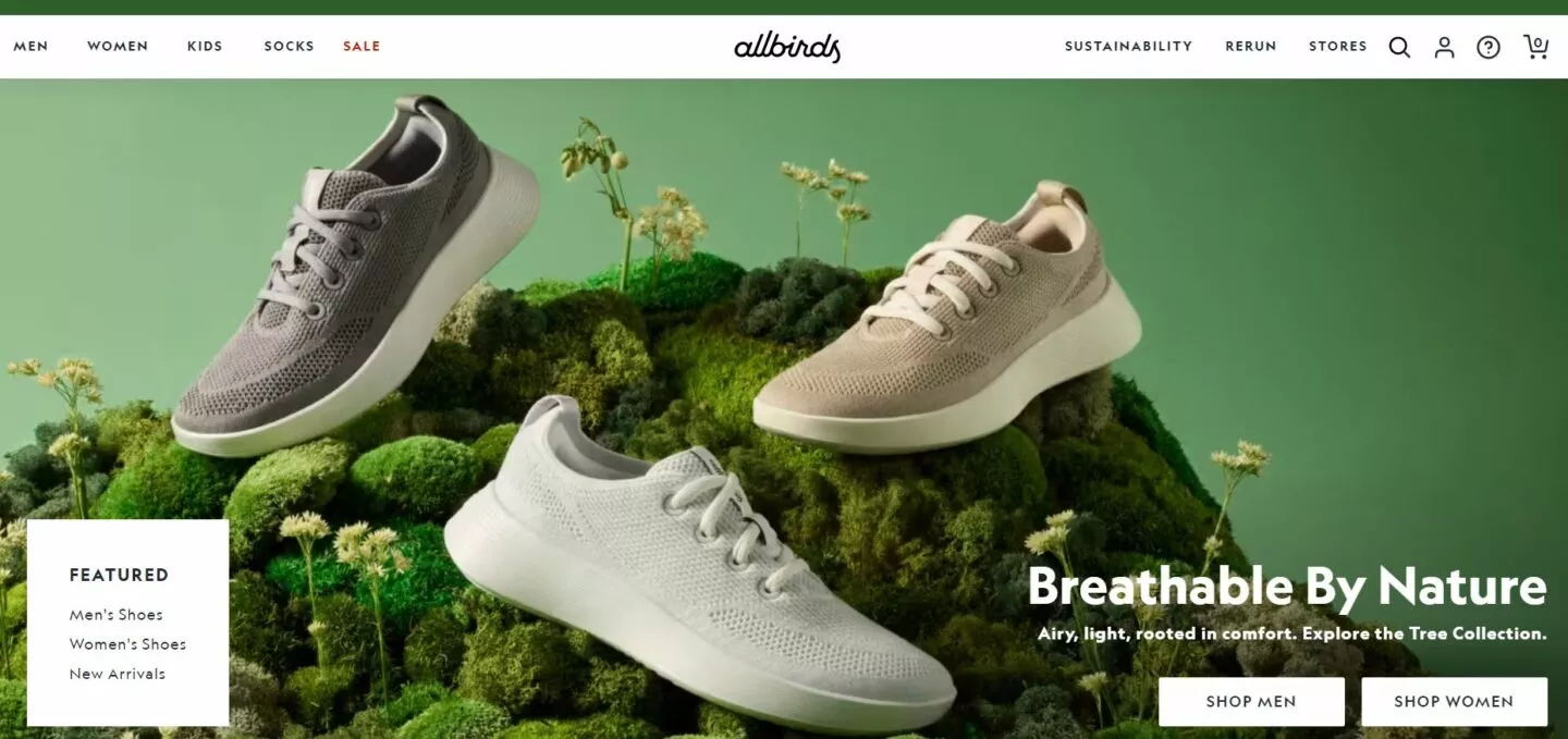 Allbirds-homepage